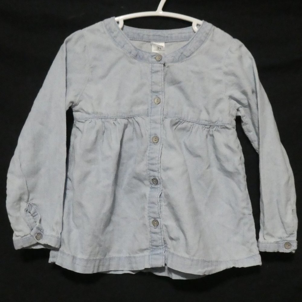 CARTER'S | 3T Toddler | Front Button Fastened Faded Blue Denim Dress